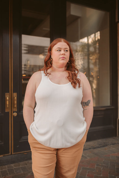 + Bishop Ribbed Tank - White